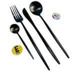 SET CUBIERTOS 4 PIEZAS METALICO -  NEGRO